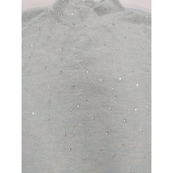 Elle women's blue long sleeve pearl embellished sweater, size L. - Picture 5 of 9